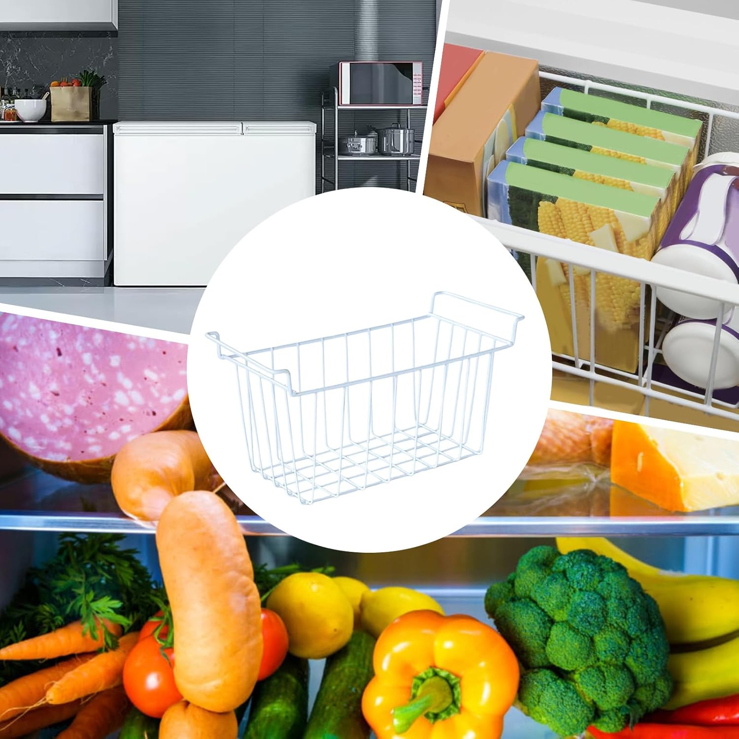 Freezer Organizer Bin, Freezer Bins for Bottom, 17.72x9.65x7.87 Inches Meats and Food Container, Pantry Organizers to Home, Ice, Veggies, Apartment, Kitchen, Hotel, Fruit, Farmhouse