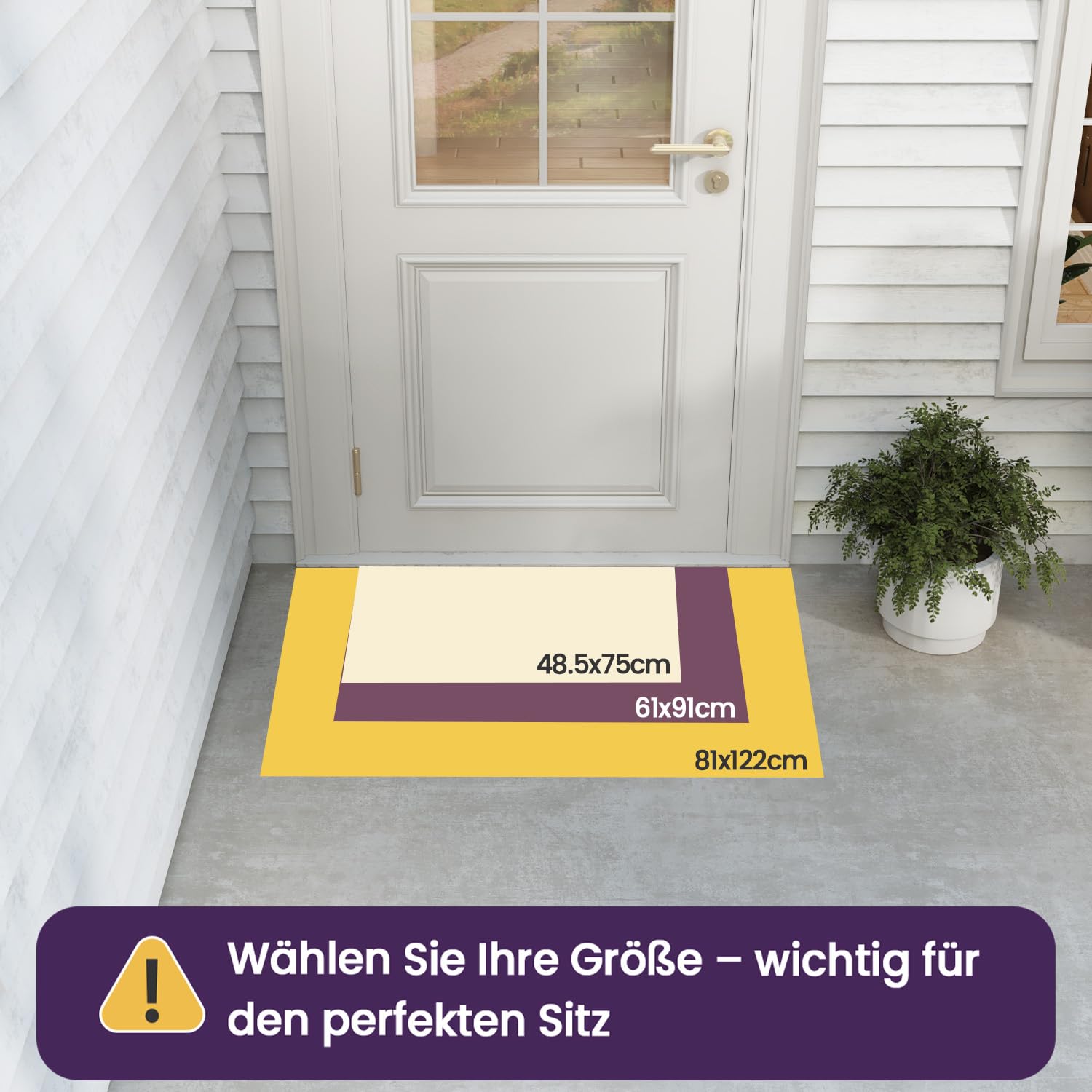 DEXI Fußmatte Außen 48,5 x 75 cm, rutschfeste Schmutzfangmatte mit Drainagelöchern, Wasserdicht & Wetterfest, Robuste Türmatte für Haustür, Eingang, Terrasse & Balkon, Schwarz