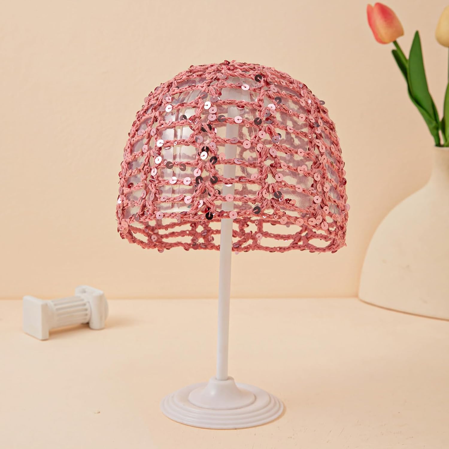 Women's Summer Glitter Sequin Beanie Boho Hollow Out Crochet Hat for Beach Travel Party image 2