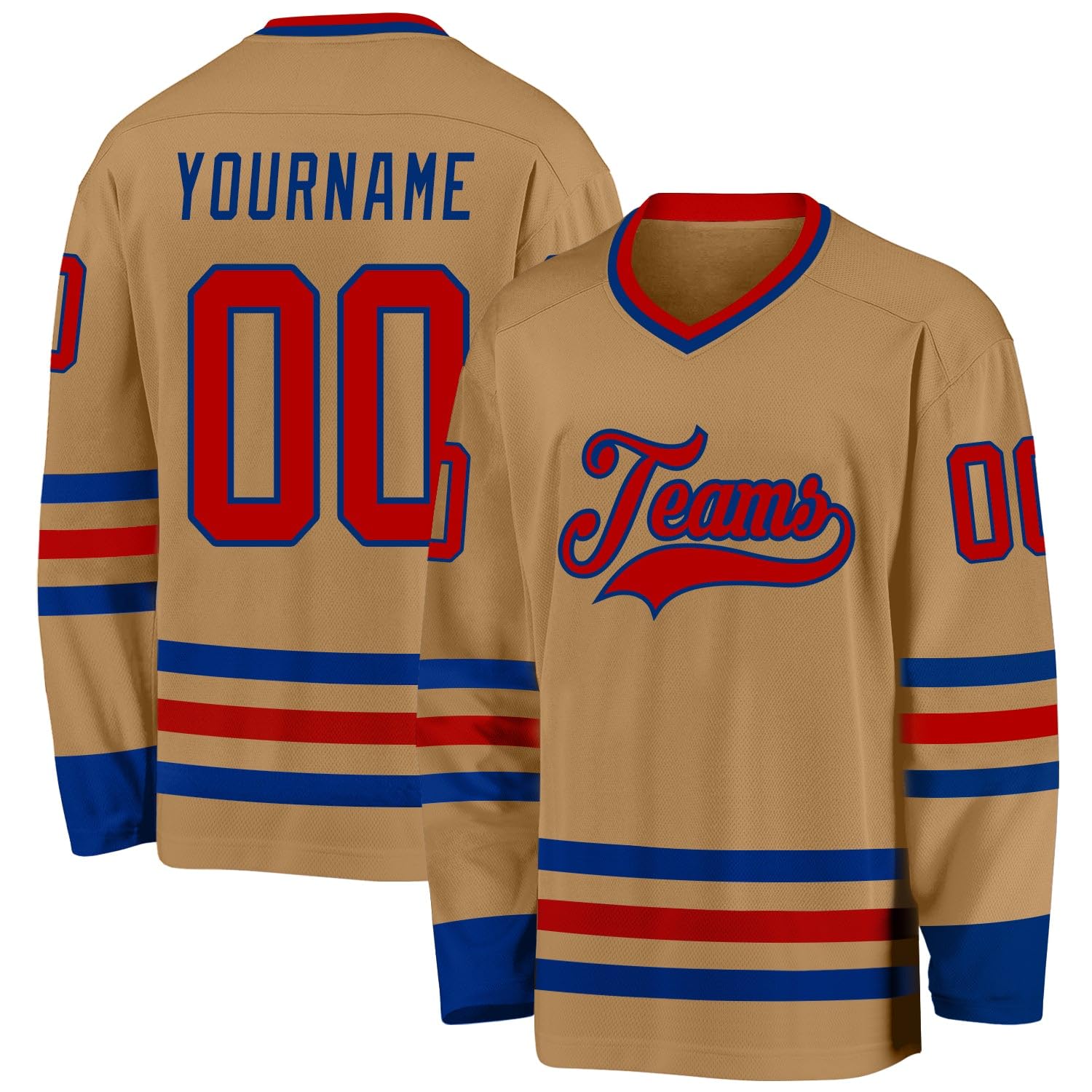 Custom Name Team Name Number White Navy-Gray Hockey Jersey Personalized V-Neck Sports Hockey Jersey for Men Women Youth