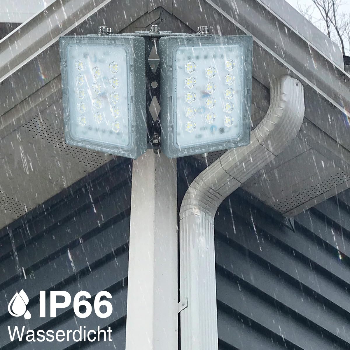 STASUN 60W LED Außenstrahler, 6000LM Superheller LED Außenstrahler, IP66 Wasserdicht, 6000K Tageslicht, 2 Strahler, Verstellbare Köpfe, Für Garten, Garage, Hof