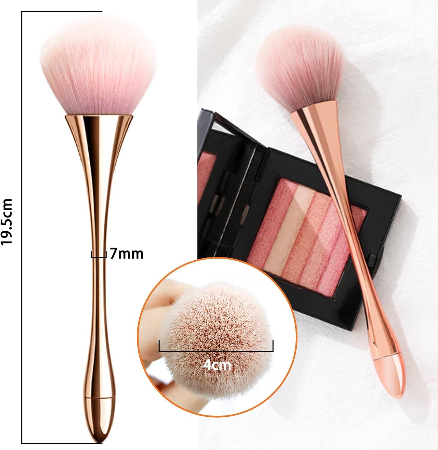 Professional Powder Makeup Brush – Ultra-Soft Bluffer Brush Synthetic Bristles for Foundation, Blush, Cream - Oval Foundation Brush for All Skin Types Soft Bristles Nail Brush Cosmetic Applicator Brush - Image 2 thumbnail