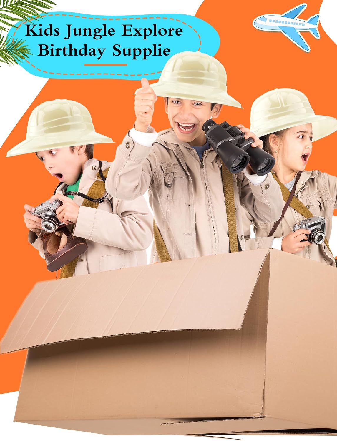 48 Pieces Kids Safari Party Hats Plastic Adventure Hat Jungle Explorer Helmet for Kids Jungle Explore Birthday Supplie