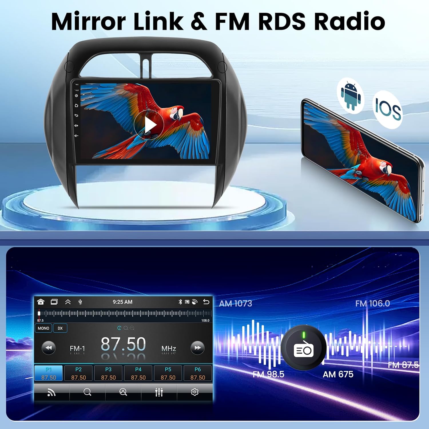 [2G+64G] for Toyota RAV4 Radio 2003 2004 2005, Android 13 RAV4 Car Stereo with 9 inch Touch Screen, Carplay/Android Auto/1080P/Bluetooth/WiFi
