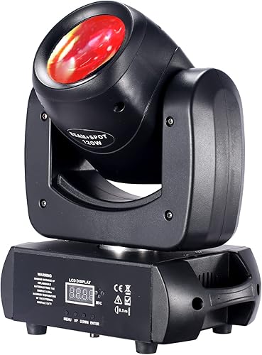 Luz de DJ de cabeza móvil de 120W, luces de escenario de cabeza móvil de haz LED, 8-Prism 8 GOBOs 8 colores DMX 12CH sonido para iluminación de