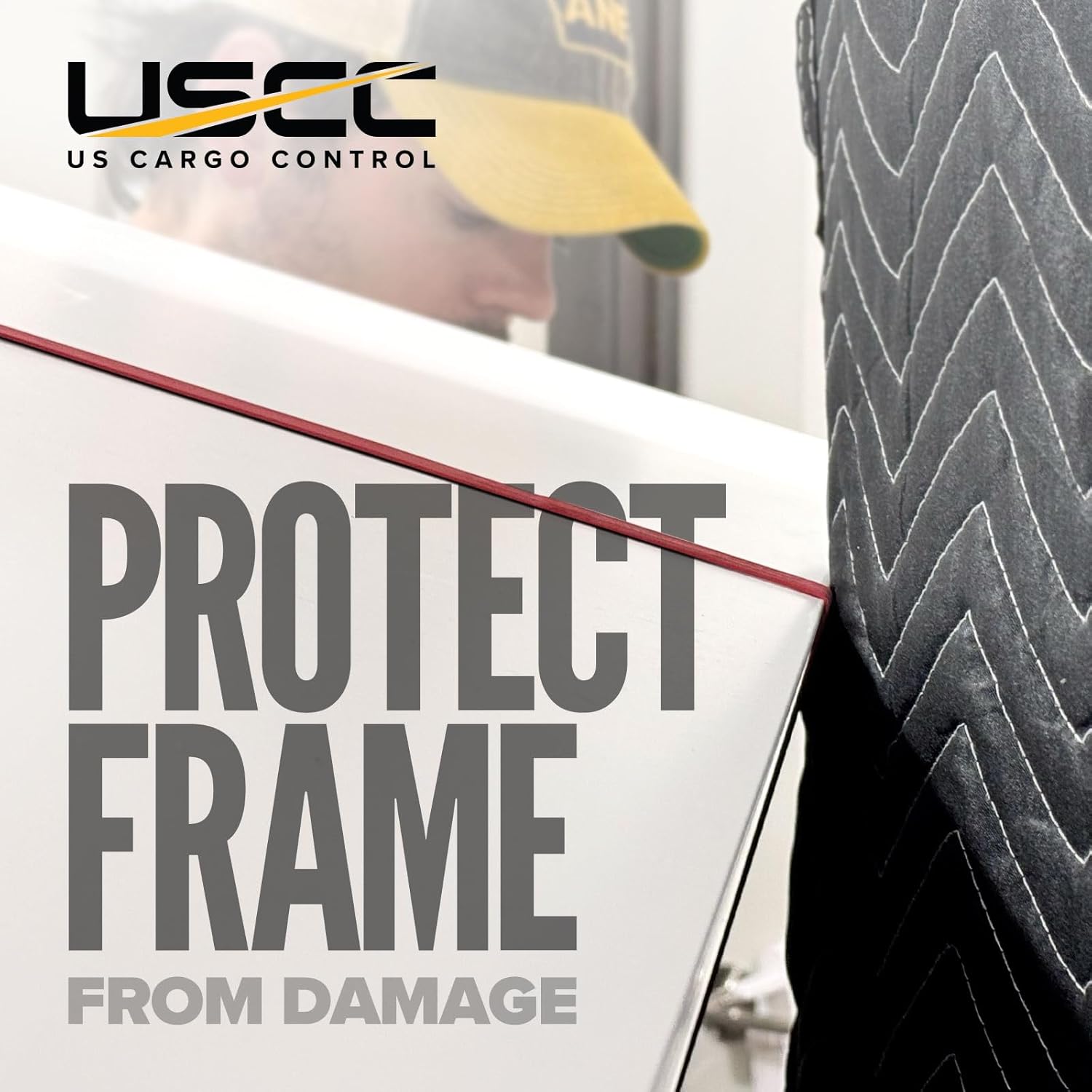 US Cargo Control Quilted Door Jamb Protector Pad 72" x 24", Door Frame Cover with Metal Flex Loop Rings, Cotton/Polyester Quilted Furniture Pads for Moving, Reusable