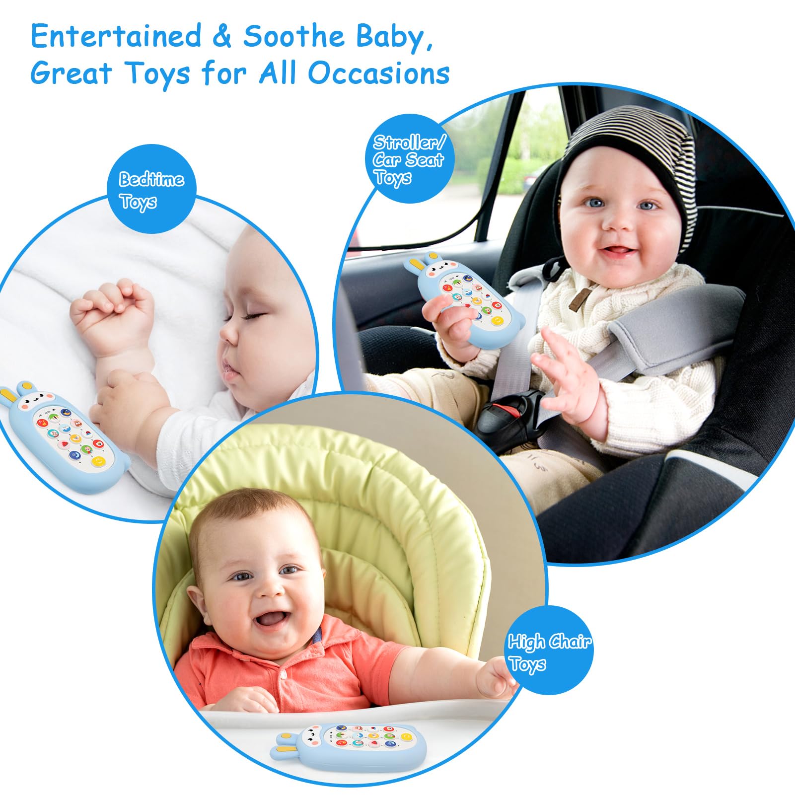 BelleStyle Baby Phone Toys for 1 Year Old Kids Boys Girls, Learning Cell Phone Toy with Music Sounds Teether Sensory Toys Early Education Interactive Games Gifts for Infants Toddlers 6 12 18 Months - Image 3