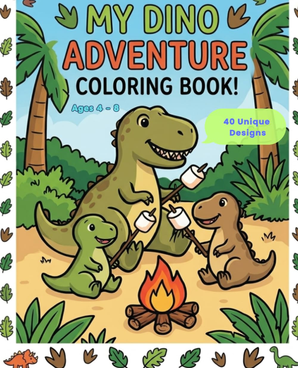 Dinosaur Coloring Book for Kids Ages 4–8: 40 Unique Dino Designs with Cute & Realistic Dinosaurs for Fun, Learning, and Relaxation - Easy Coloring Pages for Boys & Girls