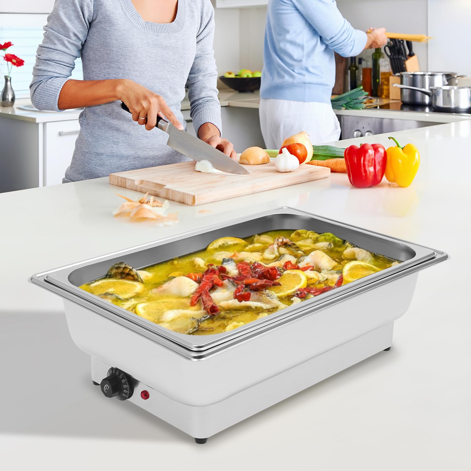 Chafing Dish Set da 13,5 l, per buffet, 600 W/50 Hz, 30 – 110 °C, scaldavivande per buffet, snack bar, feste di famiglia, banchetti per hotel, 56 x 36 x 18 cm