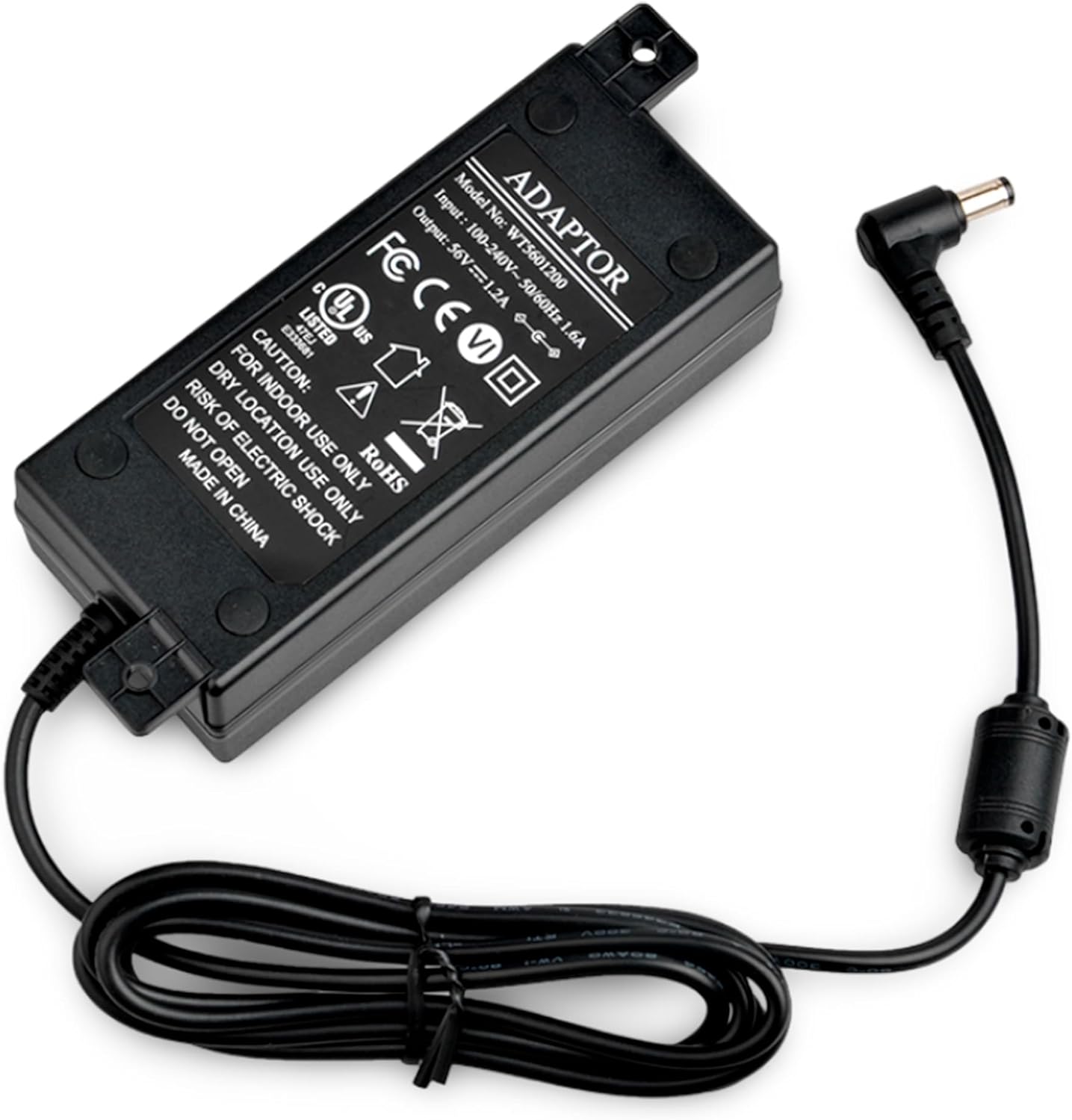 PoE Texas 56V 60W Power Supply with Wall Mounting Tabs - UL/FCC/CE Certified DC Adapter for Power Over Ethernet Injectors, Switches, 802.3af/at Devices, IP Cameras, WiFi Access Points, VoIP Phones