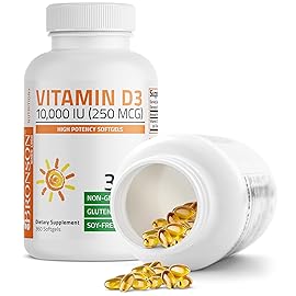 Bronson Vitamin D3 10,000 IU (250 mcg) High Potency - Supports Healthy Immune System, Strong Bones, Muscles & Teeth - Non GMO, 360 Softgels (1 Year Supply)
