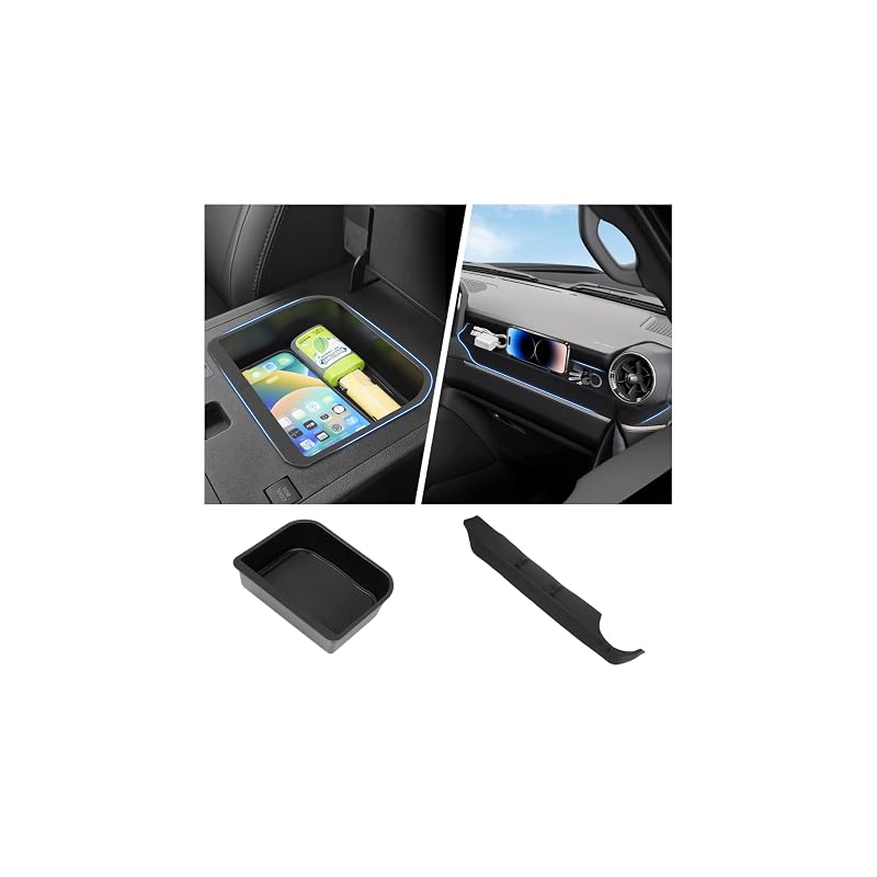 Organizador de console central Autorder para Toyota Land Cruiser Prado 250 LC250 2024–2026 com bandeja e tapete de silicone, kit com 2 peças