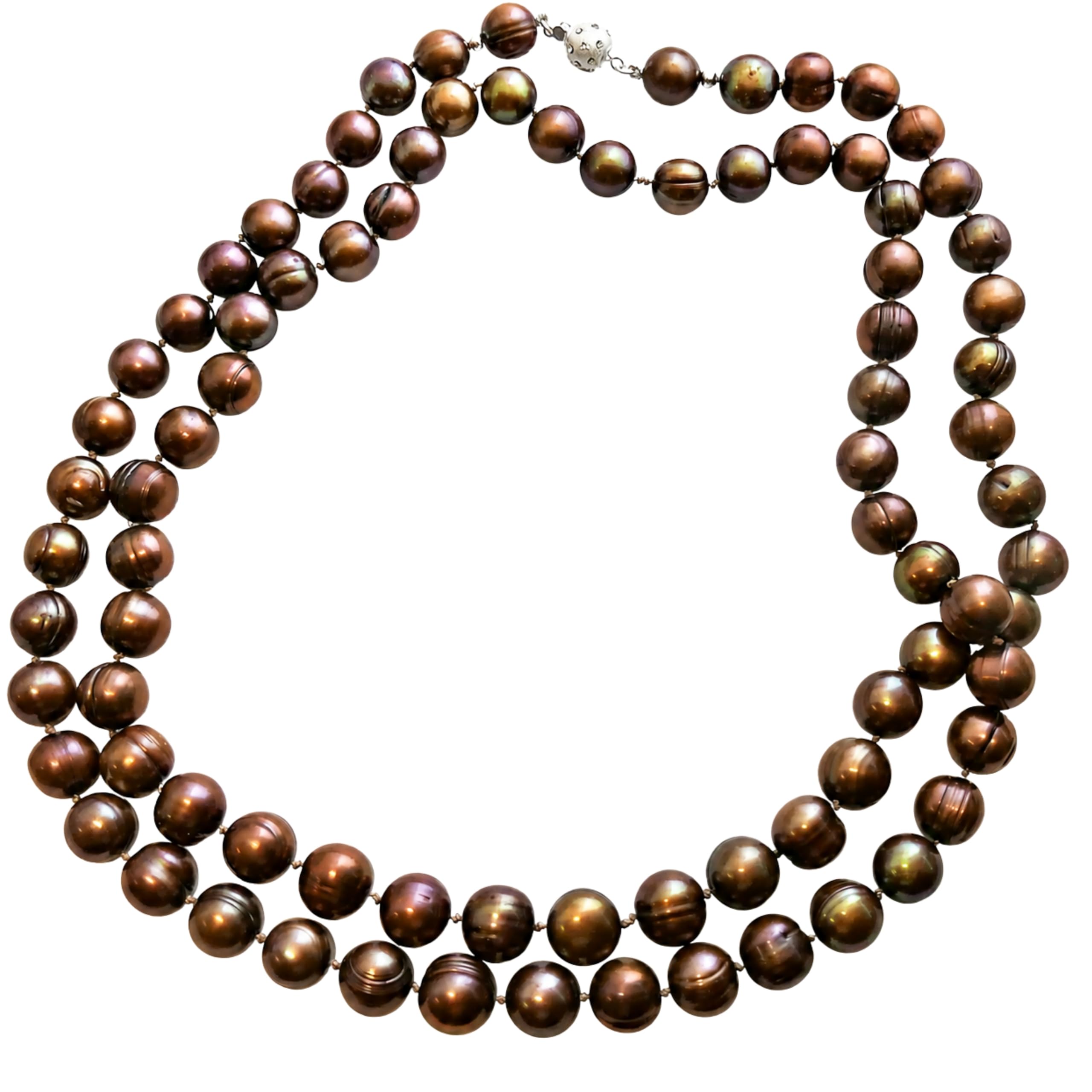 Collana lunga di perle donna Perle di coltura d'acqua dolce marroni