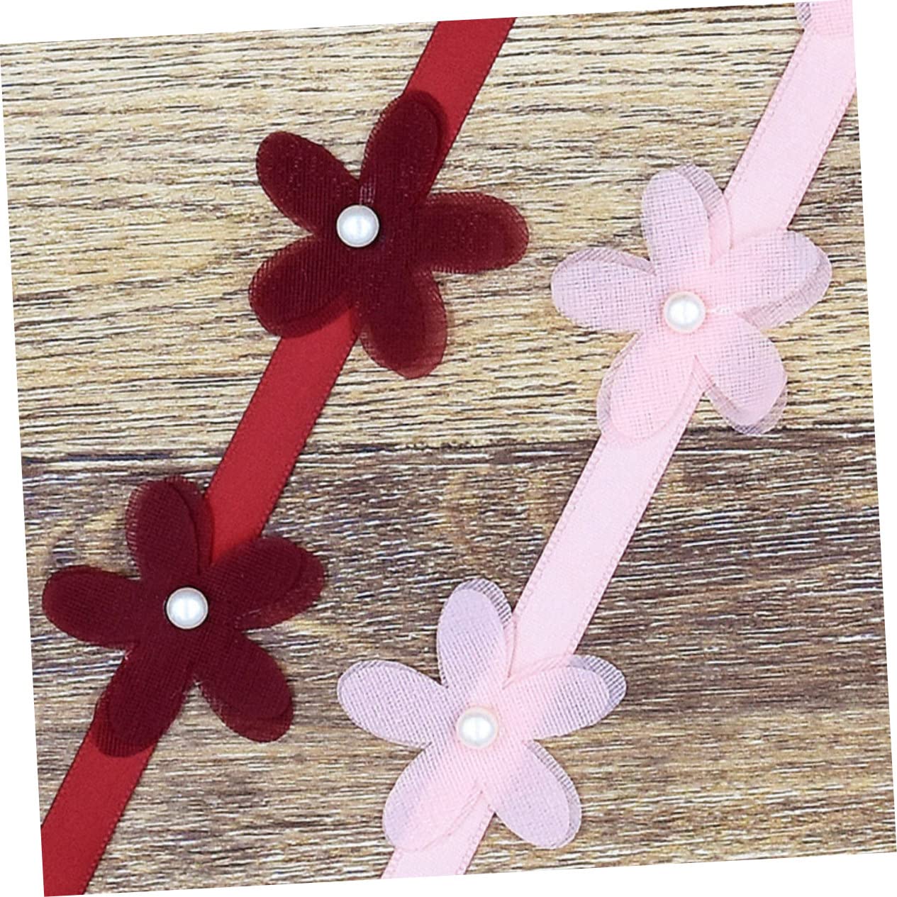 Abaodam 6rollos Cinta De Tela De Flores Cinta De Encaje Para Bodas y Manualidades Para Decoraciones y Rosa Burdeos