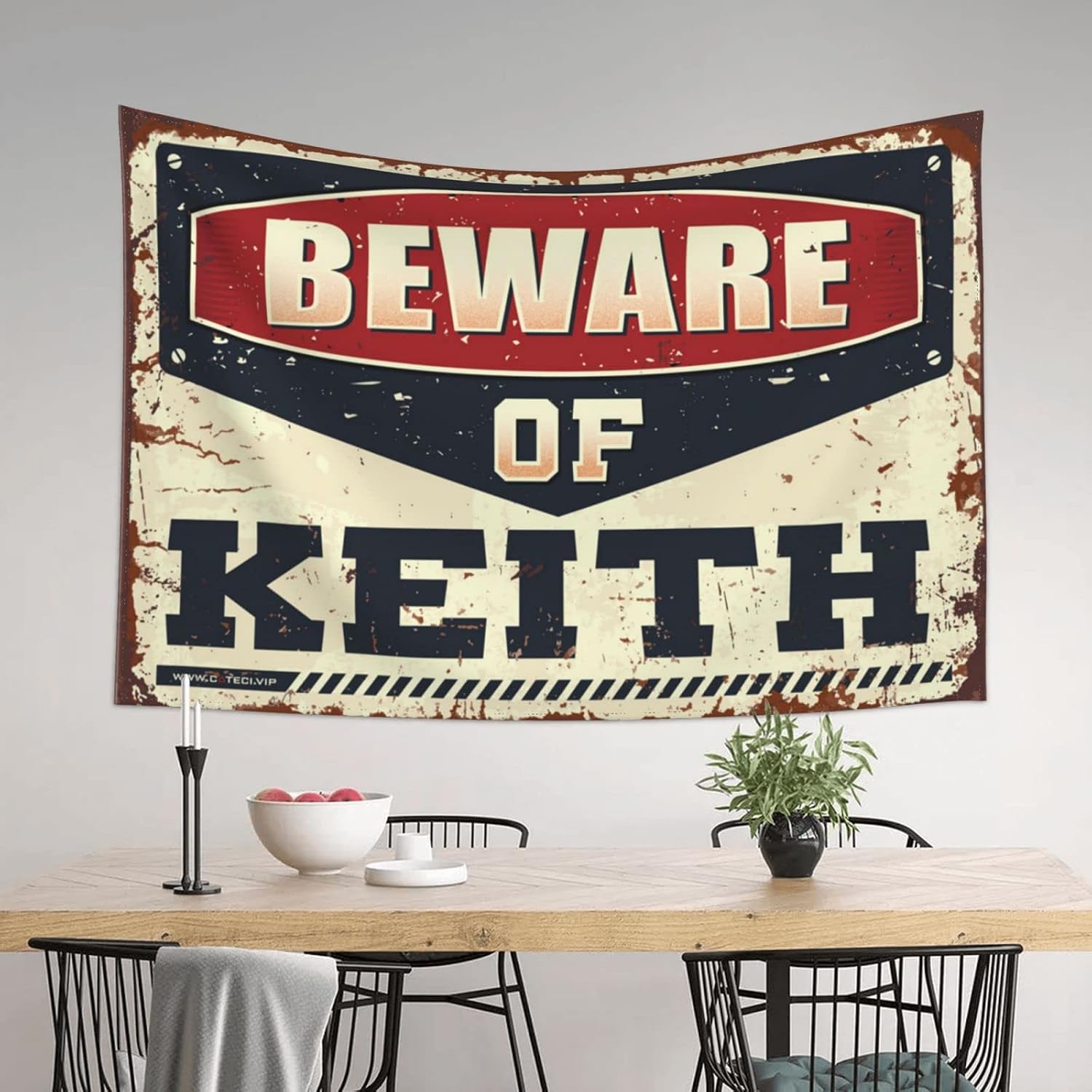 Man Cave Decor And Accessories Beware Of Keith Tapestry Funny Home Decor Funny Bedroom Decor(100X150CM)