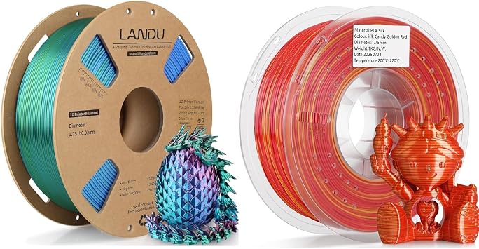 LANDU Silk PLA Filament 1.75mm,Tri-Color PLA Filament&Silk Candy PLA Filament