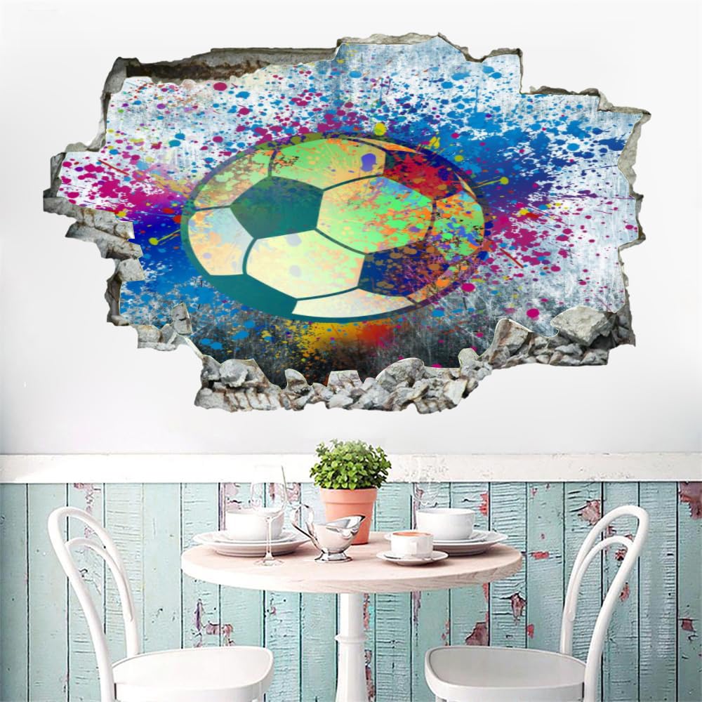 Adesivi Decorativi Da Parete 3D, Calcio Decalcomanie Per Pavimenti In Vinile Impermeabile Rimovibili Art, Graffiti Fracassate Per Bambini Camera Da Letto Nursery Home Wall Décor