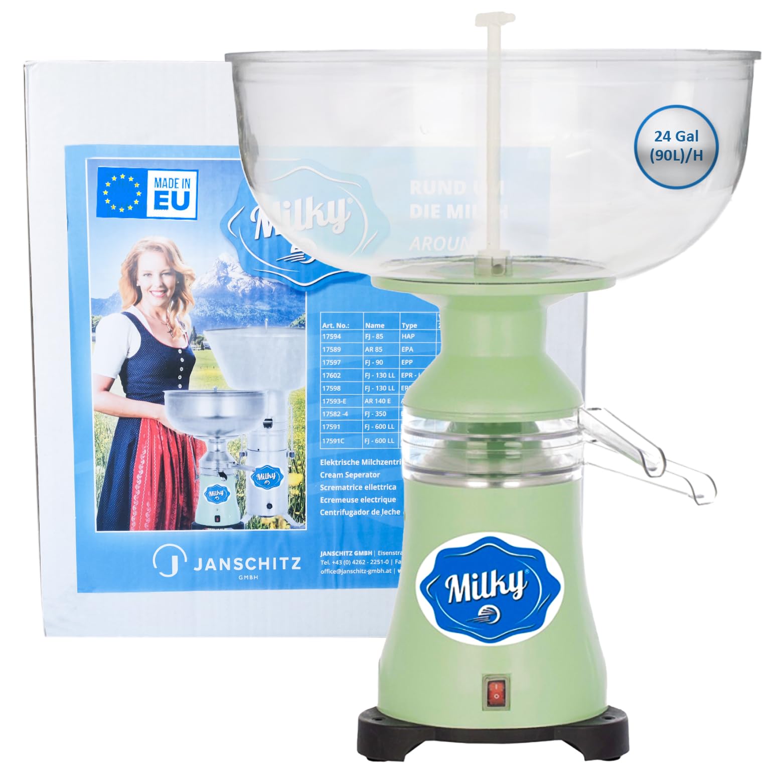 Electric Cream Milk separator Milky FJ90 PP (115V) | Efficient Raw