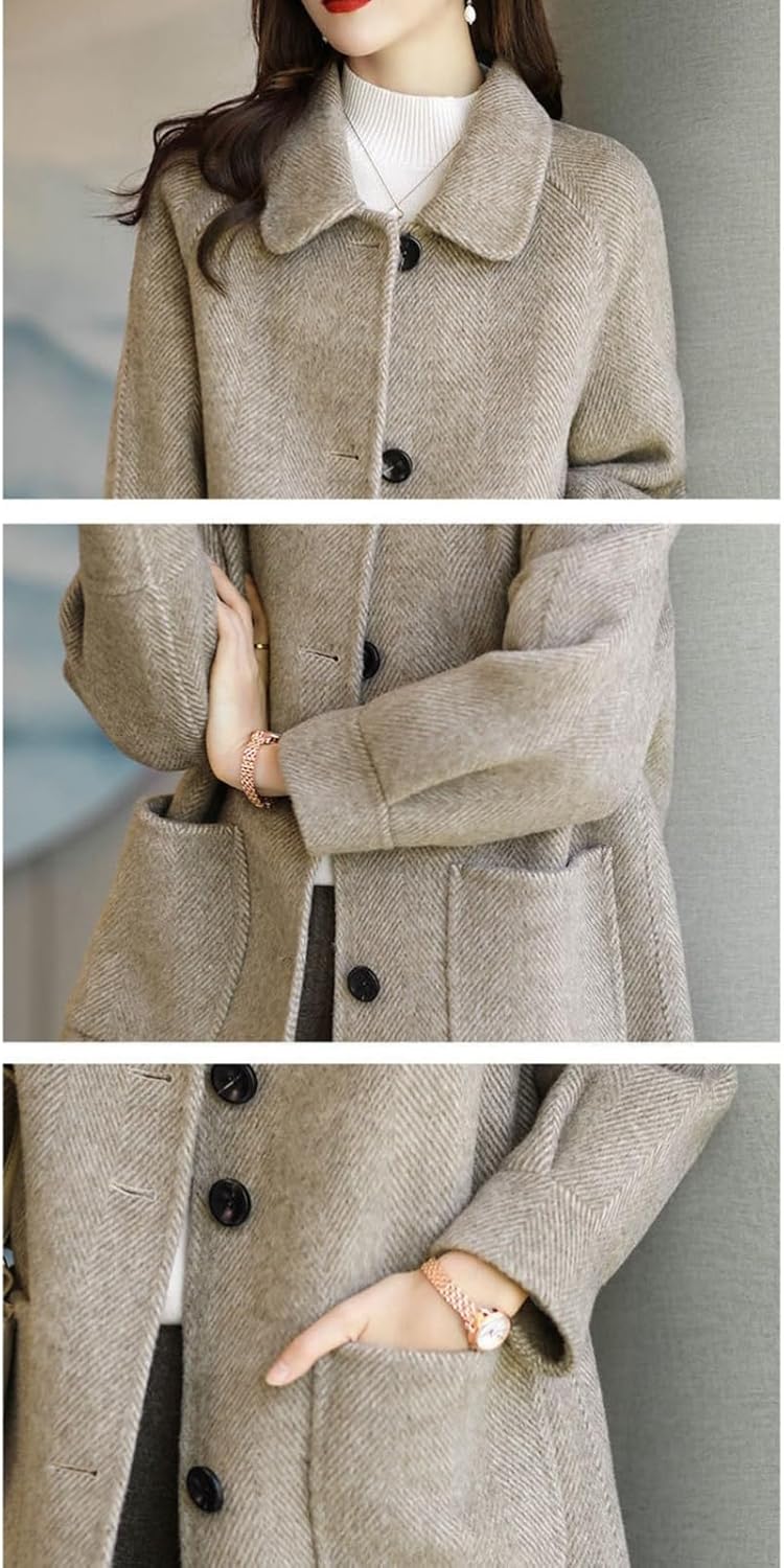 [Vihana] チェスターコート トレンチコート レディース 秋 冬 あったか 防風 防寒 アウター ロング丈 折り襟 シングル