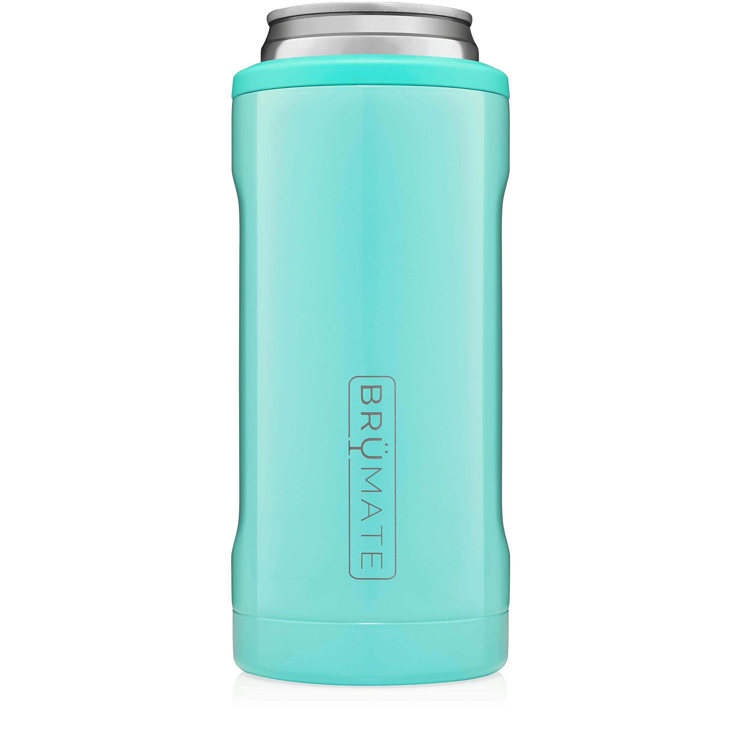 BrüMateHopsulator Slim Can Cooler Insulated for 12oz Slim Cans | Skinny Can Coozie Insulated Stainless Steel Drink Holder for Hard Seltzer, Beer, Soda, and Energy Drinks (Aqua)
