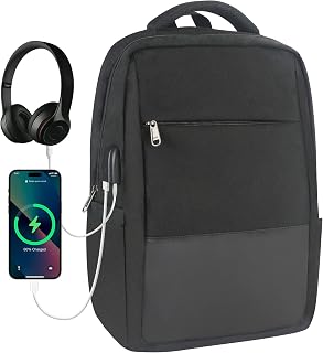 Laptop Backpack for Men, Travel Backpack Mens, 15.6 Inch Laptop Bag for Men, Rucksack for Men with Usb Charging Port, Waterproof Backpack Wide Open, Anti Theft School Bag Black Backpack for Men