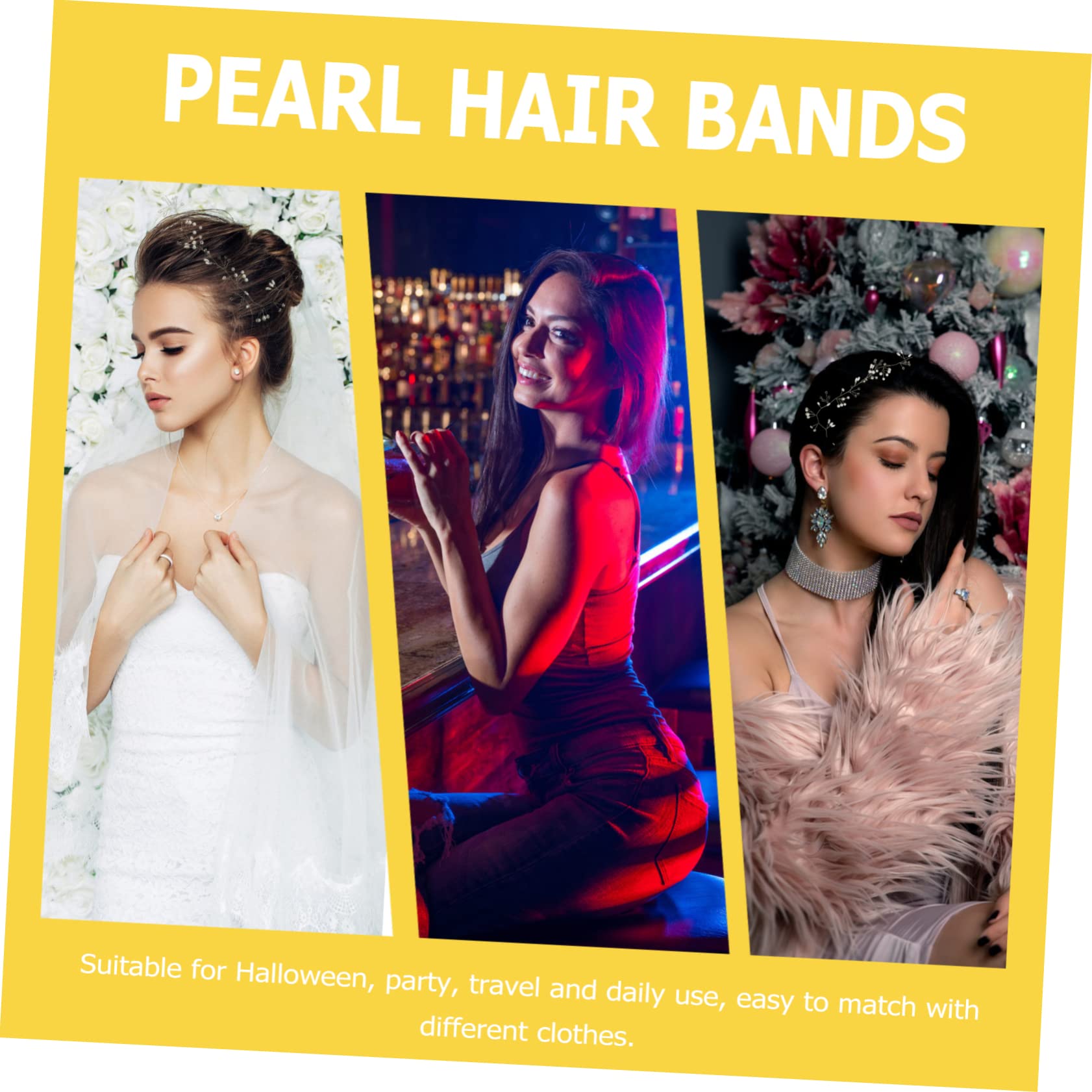 FRCOLOR 5 Stück Brautranken Haarschmuck Brautjungfern Haargummi Perlen Stirnbänder Für Frauen Braut Haarranken Accessoires Für Damen Damen Stirnbänder Hochzeit Kopfschmuck Für Die