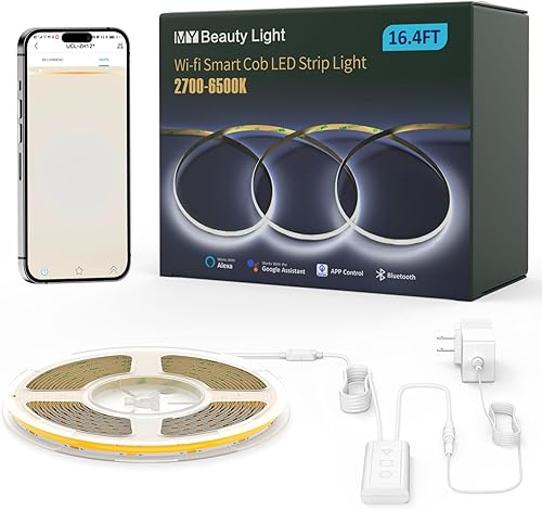 Miniatura 6 de MY BEAUTY LIGHT Paquete de luces para debajo del gabinete RGBW controladas por Bluetooth con 2700K-6500K WiFi COB Smart Led Strip Lights