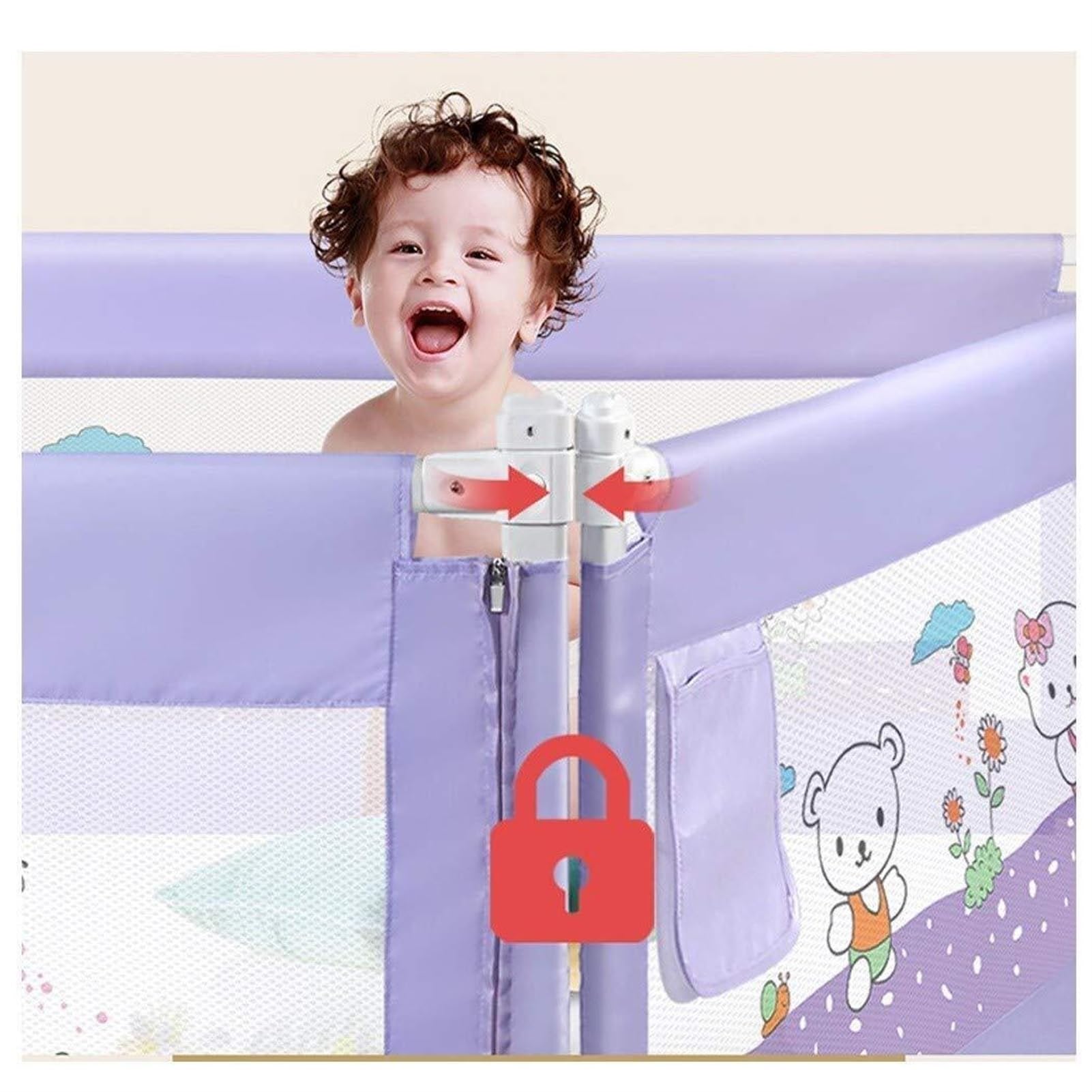 Valla for Cama Extra Alta Resistente Barandillas for Cama Malla de barandilla for bebé elevable Vertical for Cama de 1,5 a 2 m Universal for Cama Doble Cama tamaño King Cama tamaño Queen