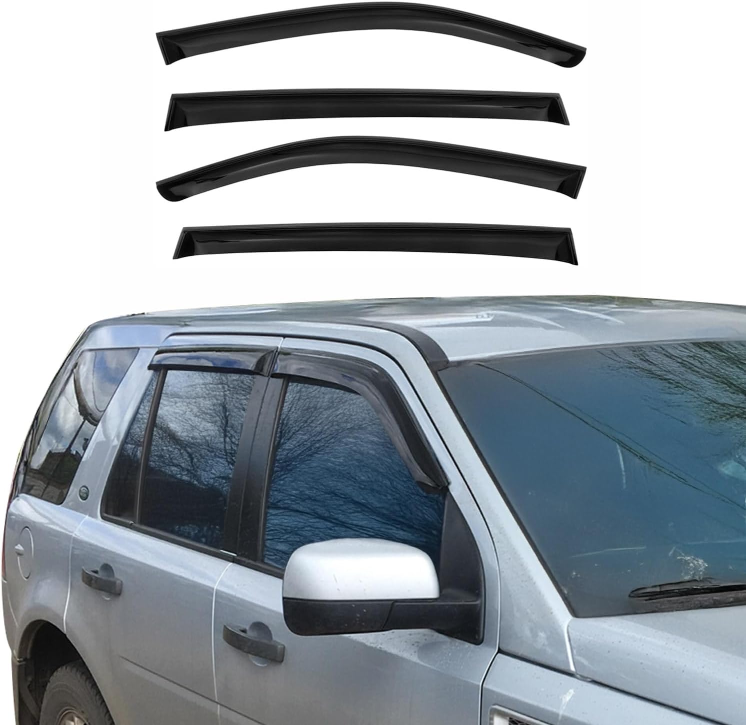 OMAC Window Visor Vent Rain Guard Deflector for Ford Escape 2013-2019 Smoke 4 Pcs