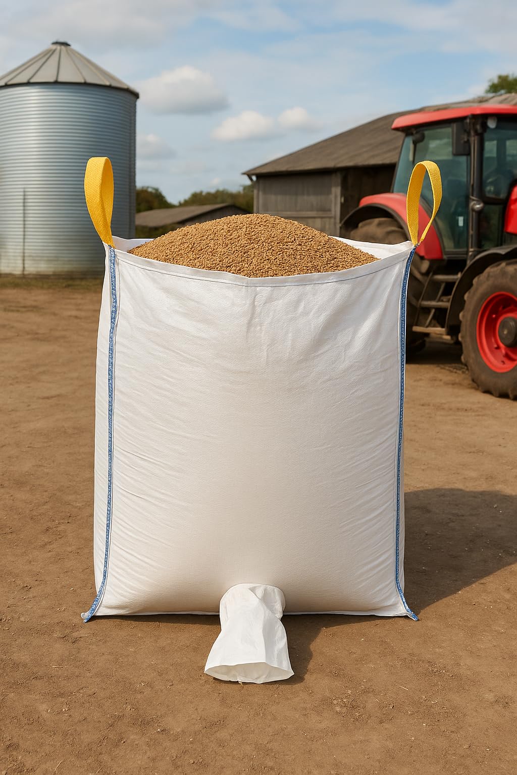 4 Stk. Big Bags mit Auslauf – 90x90x110 cm – langlebige FIBC Säcke für Schüttgut, Sand, Pellets & Kies – reißfest & UV-beständig