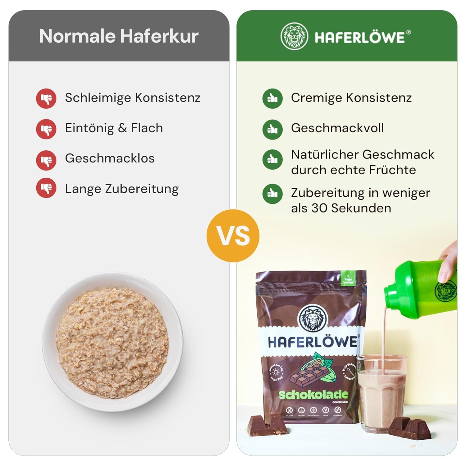 Haferlöwe Haferkur 28 Tage Starter Set, Hafertage in 4 Geschmacksrichtungen | Inkl. Gratis Shaker und Leitfaden | Protein Shake | Leckerer Diät Hafershake | DIA2® Ernährung