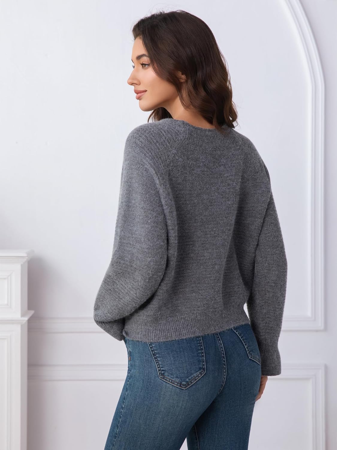 Women's Tie Front Sweater - Elegant Bow Knot Ribbed Knit Tops, Early Spring Business Casual Office Outfits - Image 4