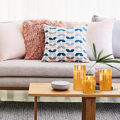 Miniatura 10 de KunSween - Velas LED sin llama de vidrio con control remoto y temporizador, velas de cera real, luz parpadeante de color cálido para festivales