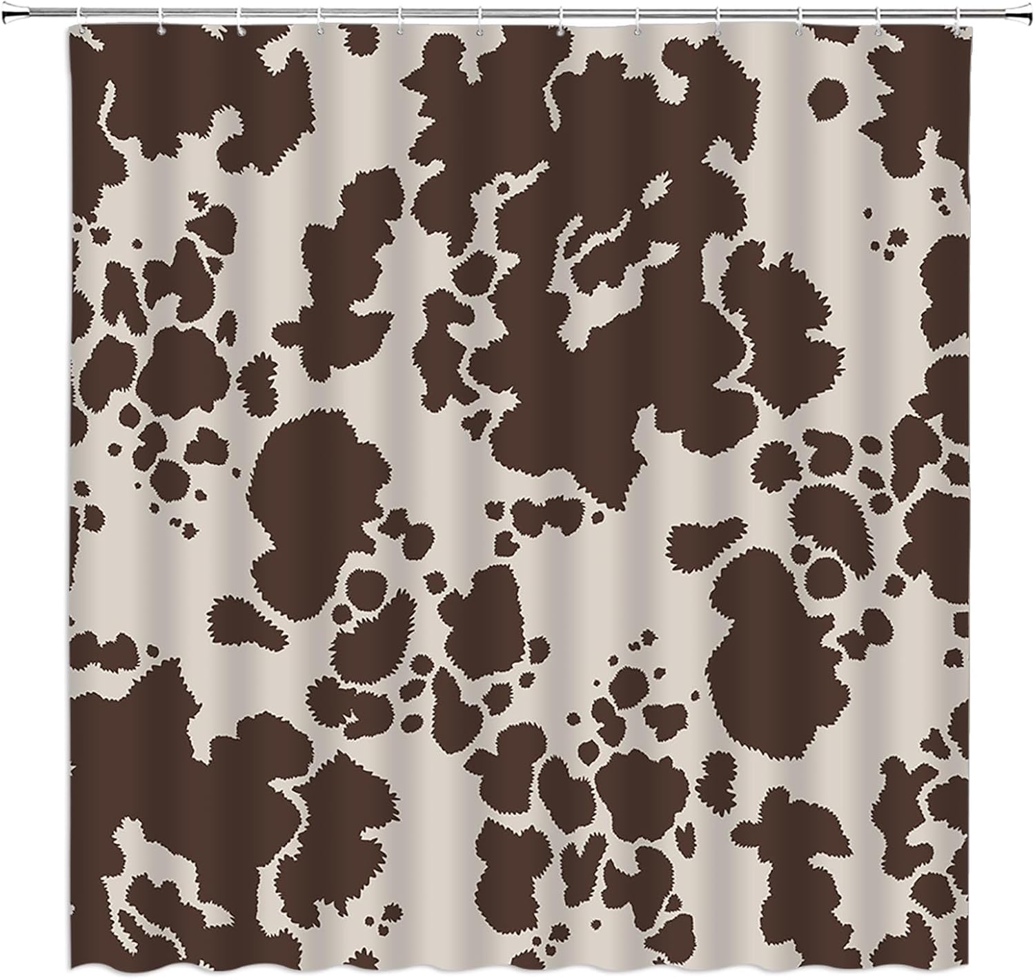 Cowhide Shower Curtain Brown Milk Cow Skin Print Farmhouse Animal Luxury Vintage Western Rustic Retro Extra Long Bathroom Decor Curtain with Hooks,70W x78 H