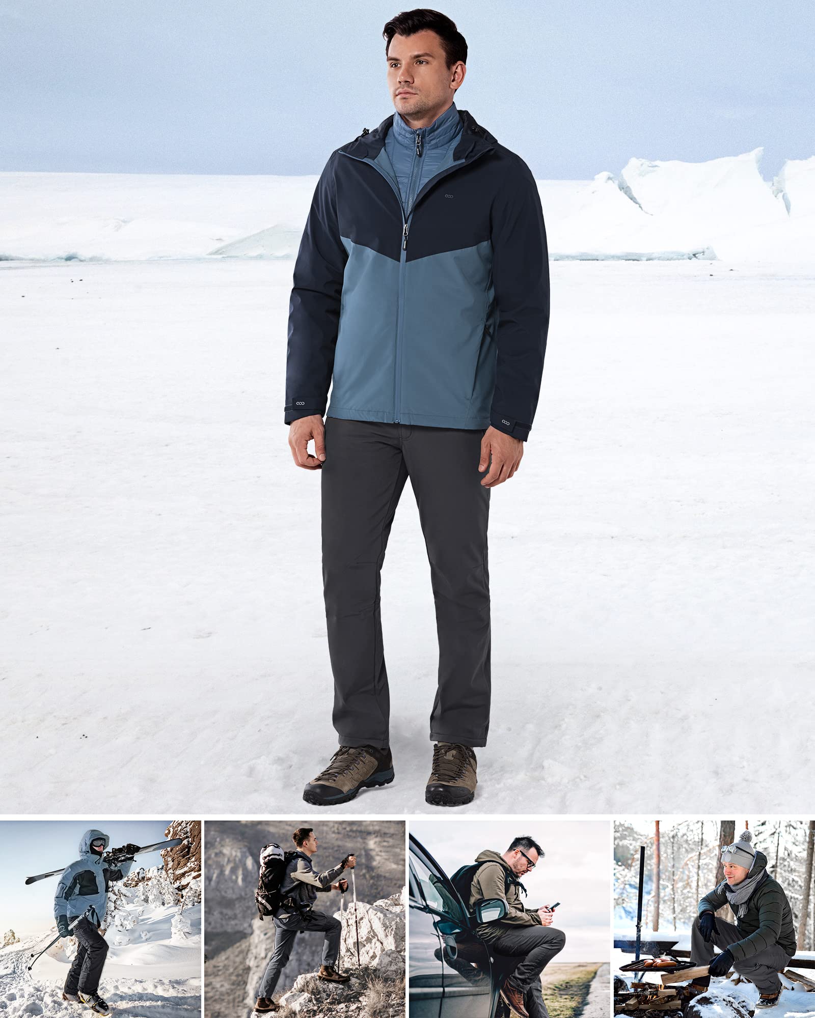 33,000ft Outdoorhose Herren Softshellhose Wasserdicht Winddicht Skihose Warm Fleece Gefüttert Arbeitshose Winter Trekkinghose Wanderhose
