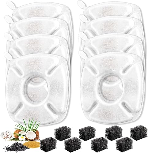 16 filtros de repuesto para fuente de agua para gatos, paquete de 8 filtros de fuente para mascotas, paquete de 8 esponjas prefabricadas para