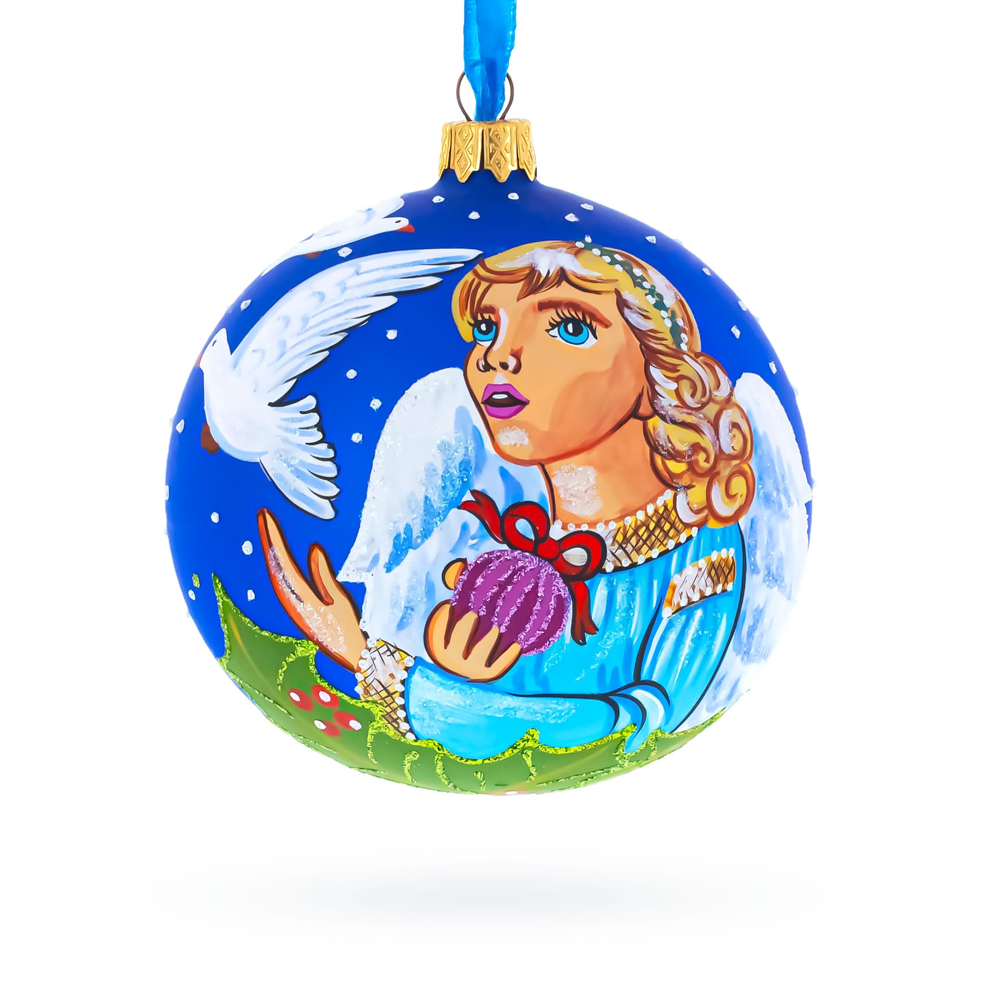 Boule de Noël en verre ange BestPysanky 10 cm, le cadeau traditionnel chargé d'émotion