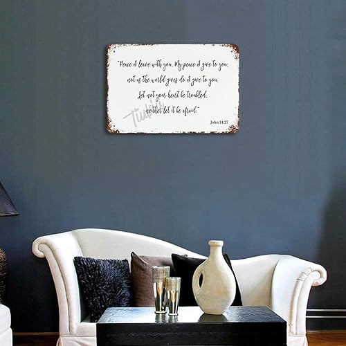 Miniatura 4 de Letrero de metal con texto en inglés Peace I Leave with You de 7.9 x 11.8 pulgadas, decoración de pared retro para el hogar, garaje, barra de