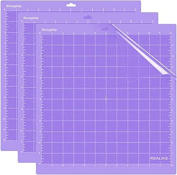 سجادة قطع REALIKE 12x12 StrongGrip متوافقة مع Cricut Maker 3/Maker 4/Maker/Explore 3/4/Air 2/Air/One3، سجادة قطع لاصقة شبكية غير قابلة للانزلاق للحرف اليدوية والتطريز والخياطة وجميع الفنون