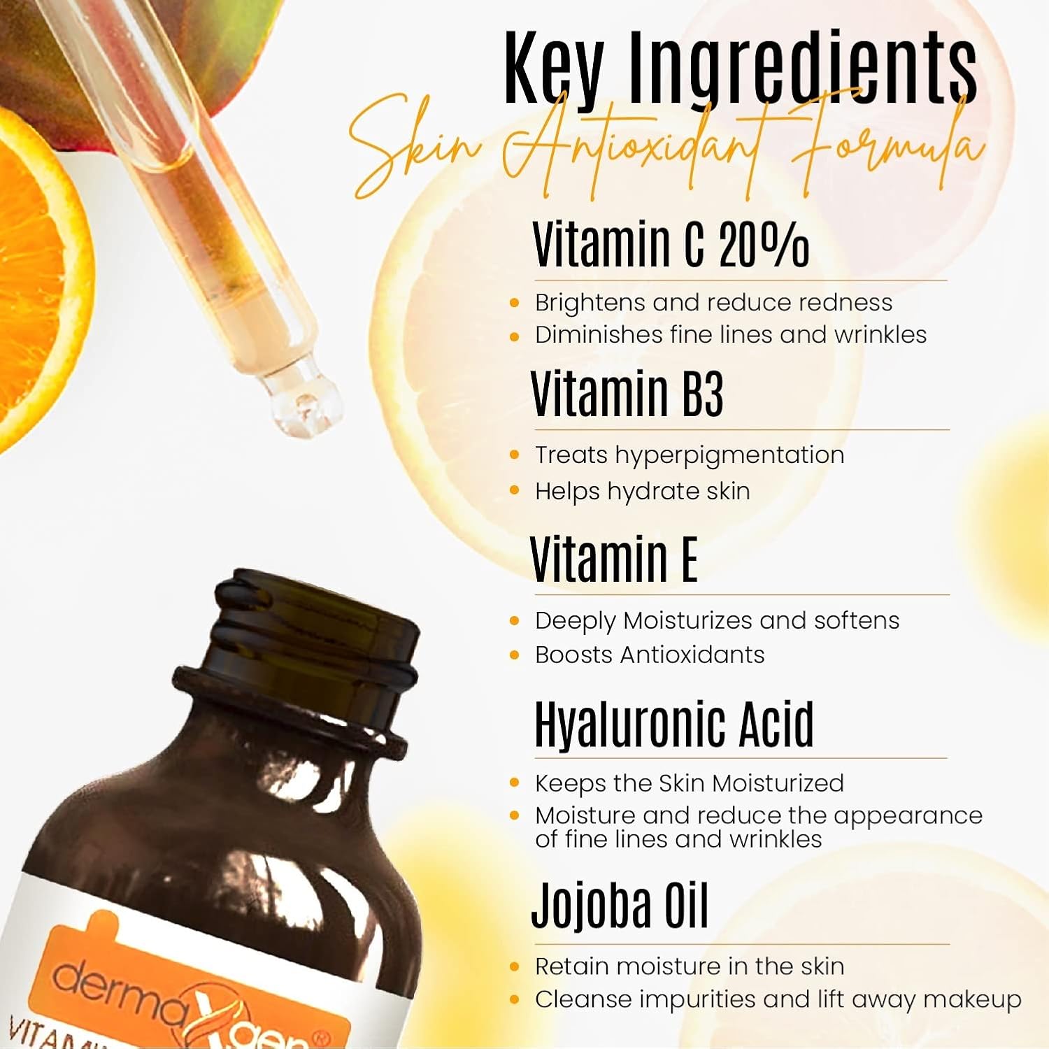 Organic 20% Vitamin C Serum for Face – Natural Anti-Wrinkle Serum with Hyaluronic Acid & Vitamin E – Anti-Aging Moisturizer for Fine Lines, Dark Spots & Hyperpigmentation – 2 Fl oz - Image 5