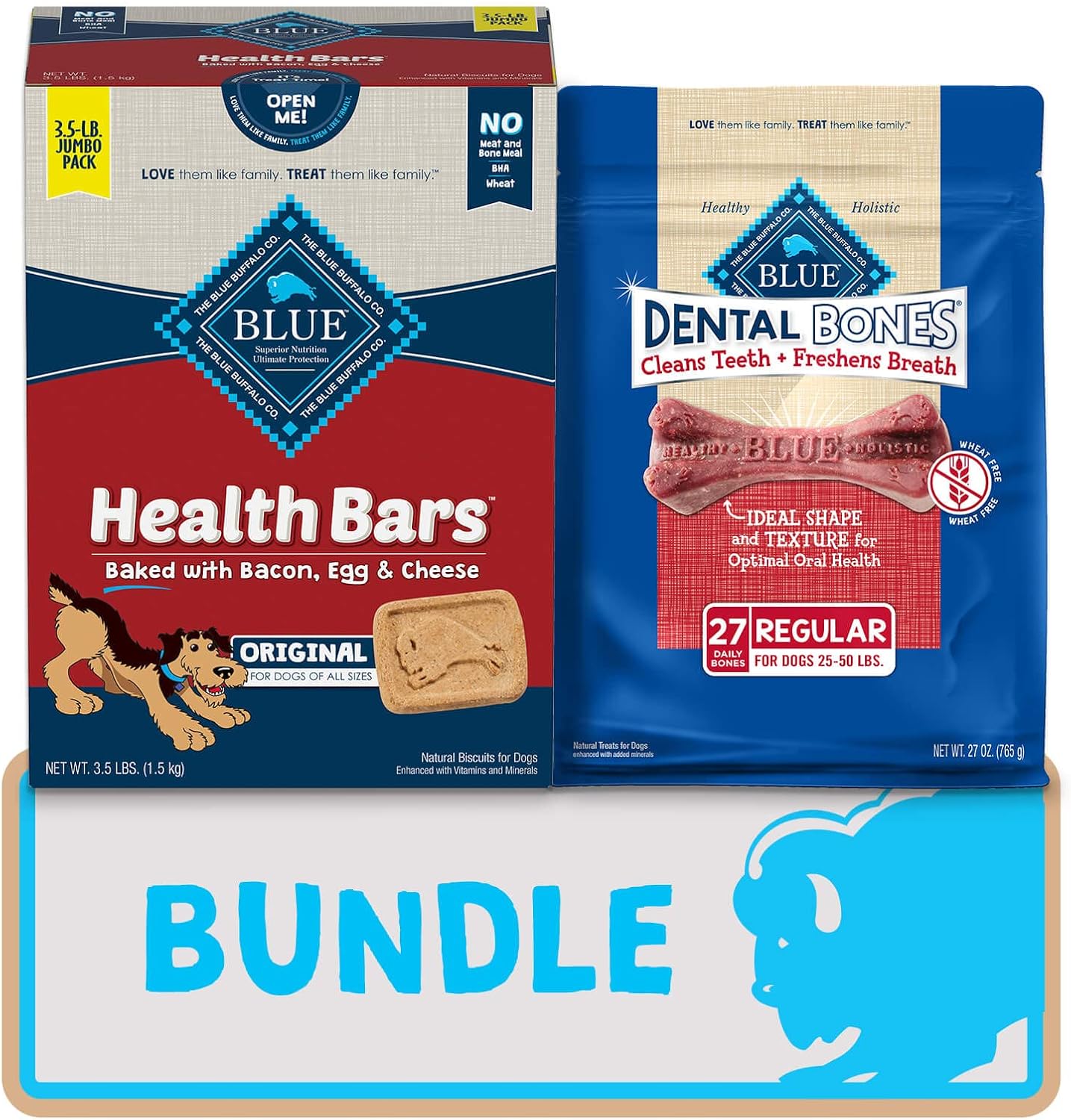 Blue Buffalo Health Bars and Dental Bones Dog Treats Variety Bundle