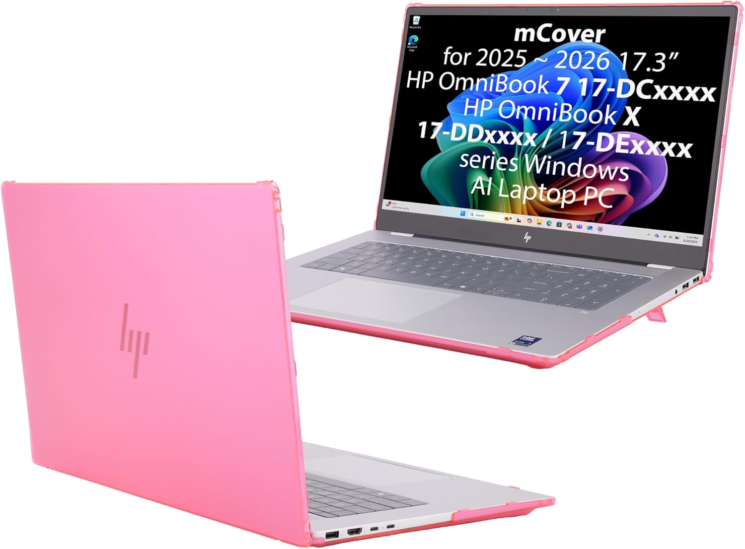 mCover Case ONLY Compatible for 17.3” 2025+ HP OmniBook 7 17-DCxxxx and OmniBook X 17-DDxxxx 17-DExxxx Series Windows Laptop PC (NOT Fitting Other HP Models)- Pink