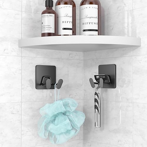 Miniatura 3 de Ganchos Adhesivos para Ducha para Interior - Extra Pegajosos de Acero Inoxidable, Soporte para Maquinilla de Afeitar, Accesorios de Ducha, Ganchos