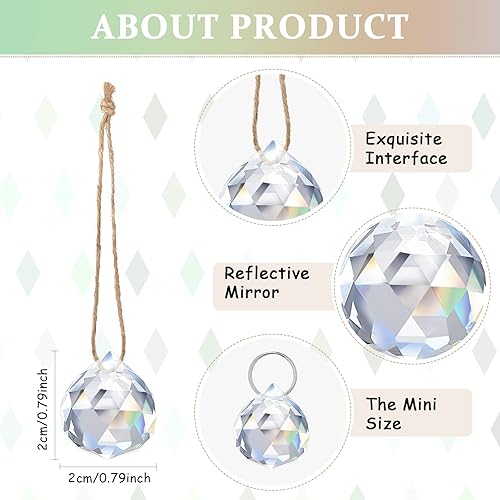 Miniatura 4 de Sabary 48 piezas de prisma de bola de cristal transparente, lámpara de araña de bola de cristal, colgantes de arco iris, prismas de cristales