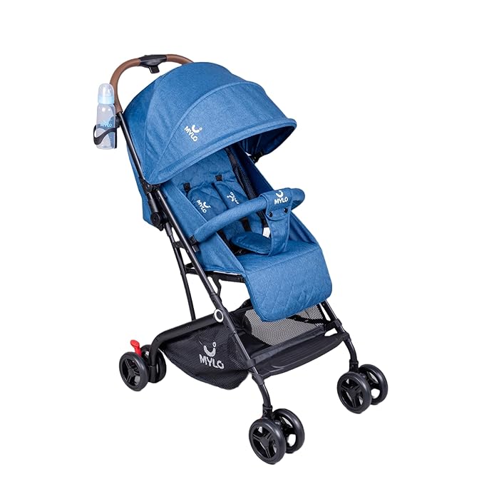 Mylo Essentials Riviera Ultra-Light Premium Stroller| 5 Points Safety Harness, Compact Design, Easy to Carry, Easy to Fold| Air Travel Friendly |Multi Position Reclining|0-3 Years | Blue