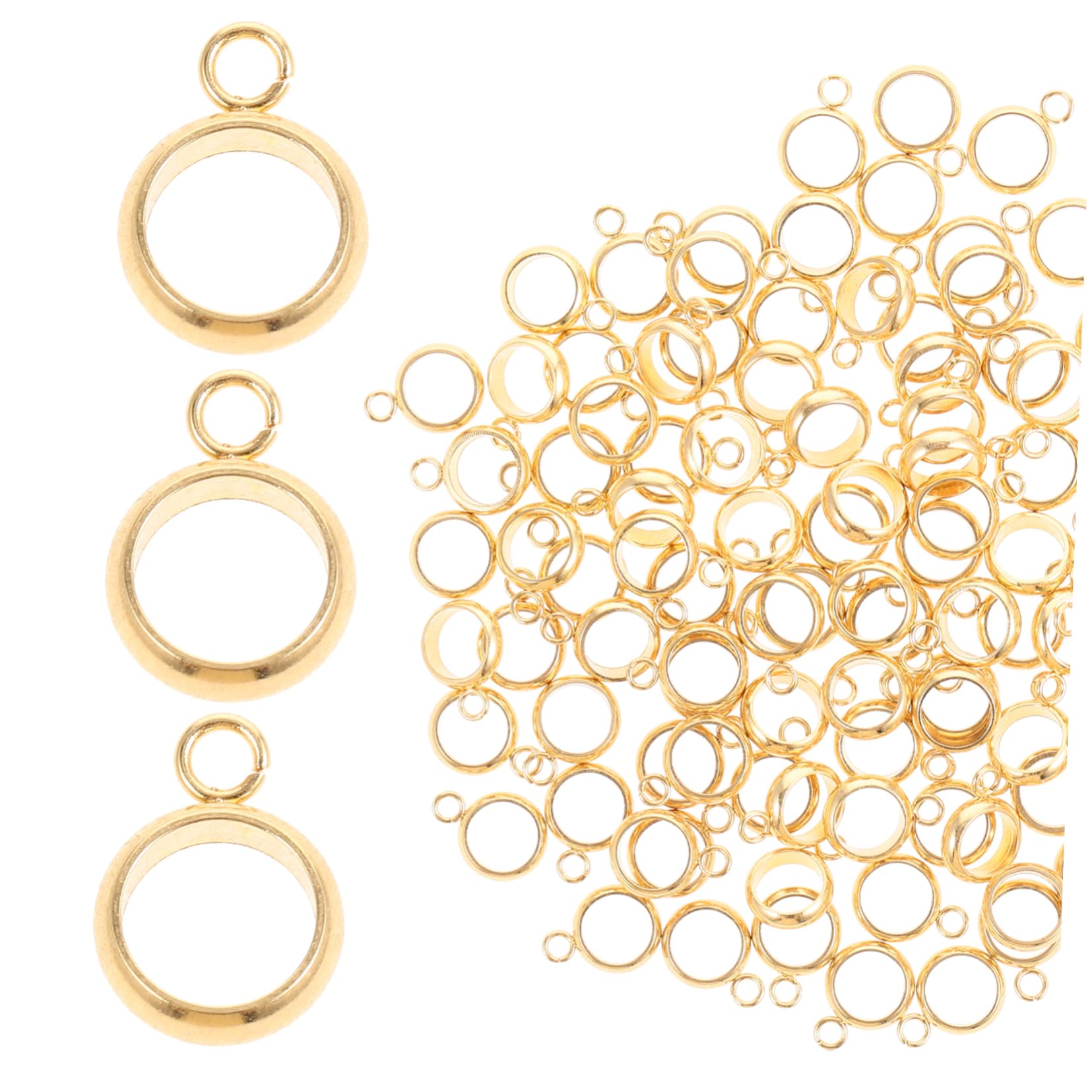 100 perles à bélière en acier inoxydable doré pour création de bijoux DIY