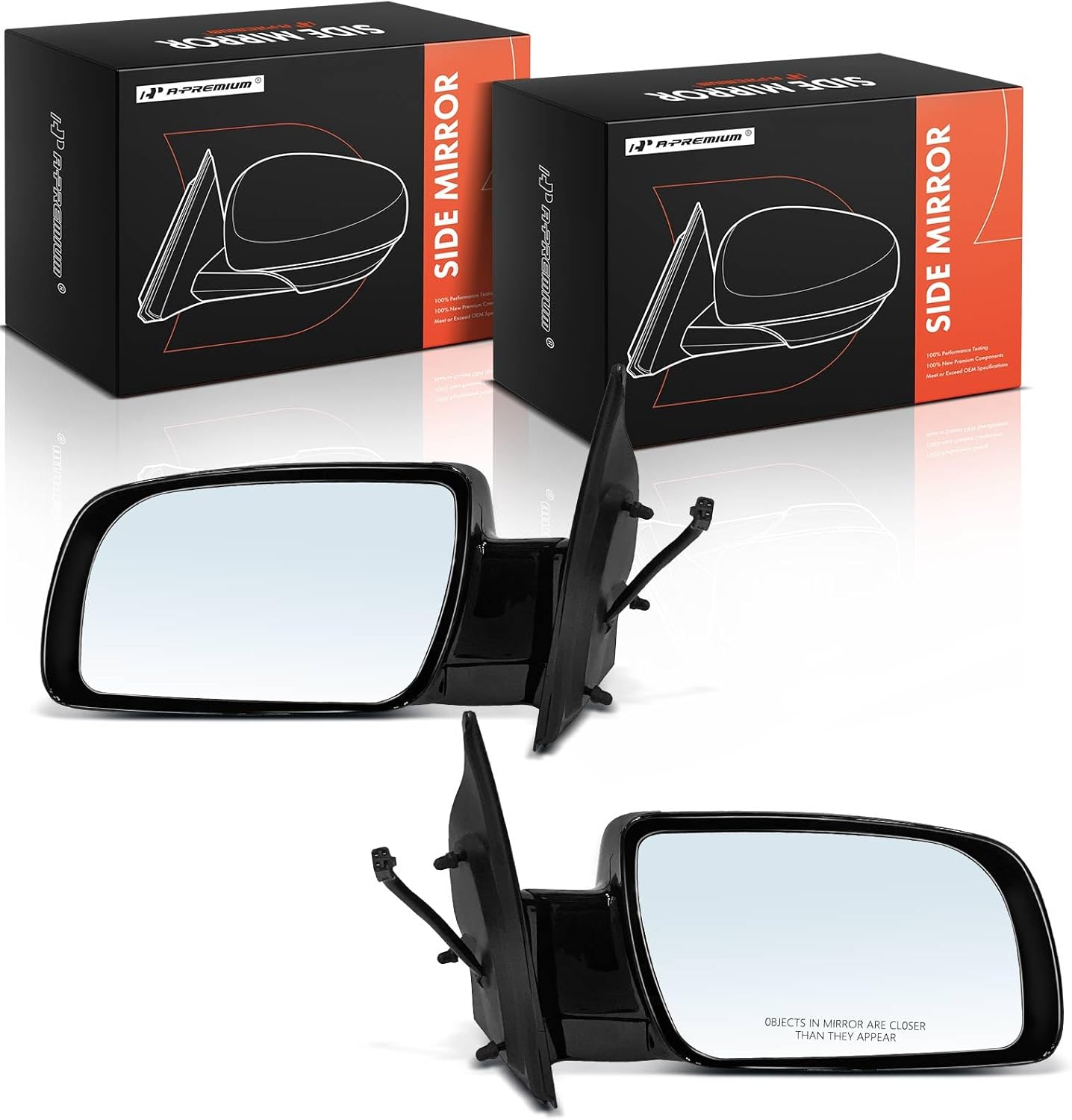 A-Premium Pair (2) Driver and Passenger Side Power Door Mirror - Compatible with Chevrolet Astro & GMC Safari, 2000-2005 - Non-Heated Manual Folding Black Outside Rear View Mirror - Replace# 15757376