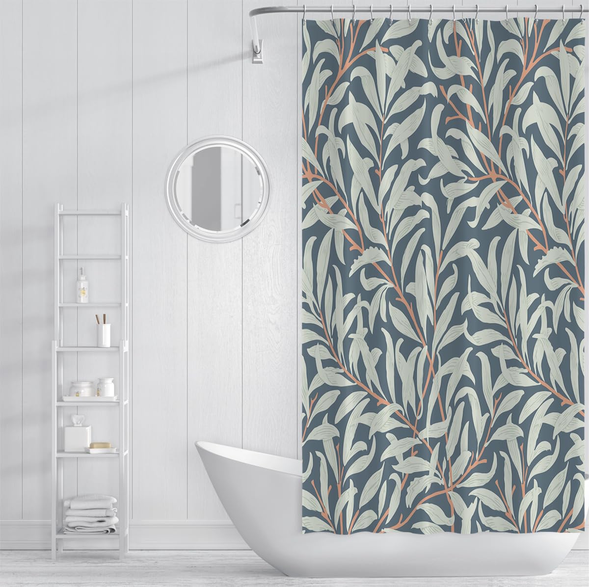 Cortina de Ducha Estilo Morris Sauce Azul Marino 150x180cm