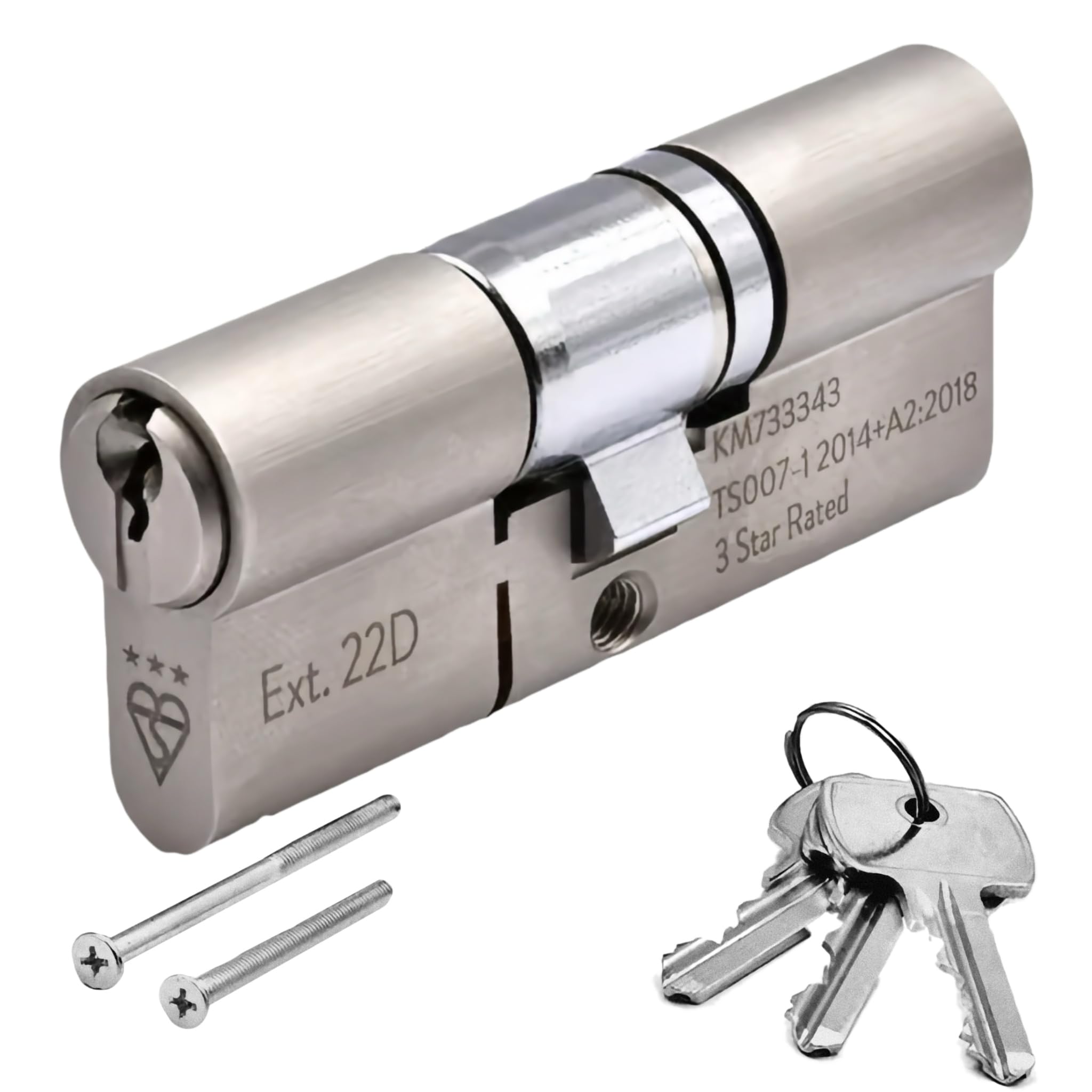 Upvcstore Satin Nickel Ts007 3 Star Euro Key Key Cylinder 35/55 (90Mm) Anti-Snap Bsi Kitemarked High Security Lock Barrel Upvc Composite Doors