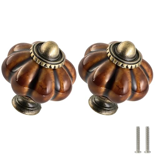 Coffee Brown Pumpkin Knobs 2 Pack Ceramic Cabinet Knobs